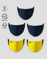 Shop 3 layer Premium Life Mask Combo of 5 (Navy Blue*3- Pineapple yellow*2)-Front