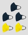 Shop 3 layer Premium Life Mask Combo of 5 (Navy Blue*3- Pineapple yellow*2)-Design