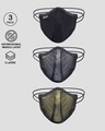 Shop 3 Layer Women Anti-Microbial Mesh Mask Pack of 3(Black-White-Pastel Yellow)-Design