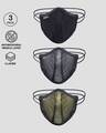 Shop 3 Layer Women Anti-Microbial Mesh Mask Pack of 3(Black-White-Pastel Yellow)-Front