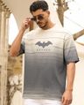 Shop Men's Beige & Grey Batman Graphic Printed Ombre Oversized T-shirt-Front