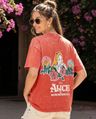 Shop Women's Orange Garden Graphic Printed Oversized Acid Wash T-shirt-Front