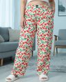 Shop Women's Beige Mickey All Over Printed Plus Size Wide Leg Pyjamas-Front