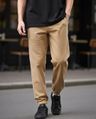 Shop Men's Ginger Root Brown Oversized Acid Wash Warm Joggers-Front