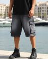 Shop Men's Light Grey Washed Baggy Fit Cargo Shorts-Front