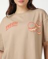 Shop Women's Ginger Root Brown Spongebob Grill Graphic Printed Oversized T-shirt