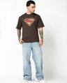 Shop Men's Chocolate Brown Superman Logo Graphic Printed Oversized T-shirt