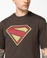 Shop Men's Chocolate Brown Superman Logo Graphic Printed Oversized T-shirt
