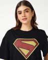 Shop Women's Jet Black Superman Logo Graphic Printed Oversized T-shirt