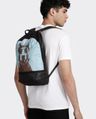 Shop Unisex  Black & Blue Night Watch Printed Small Backpack-Front