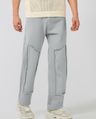 Shop Men's Powder Grey Applique Straight Fit Jeans-Front