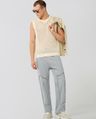 Shop Men's Powder Grey Applique Straight Fit Jeans-Full