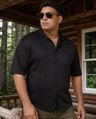 Shop Men's Jet Black Oversized Plus Size Shirt-Front