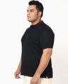 Shop Men's Jet Black Textured Plus Size Polo T-shirt-Design