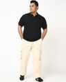 Shop Men's Jet Black Textured Plus Size Polo T-shirt