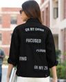 Shop Women's Black Typography Denim Jacket-Front
