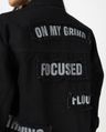 Shop Women's Black Typography Denim Jacket