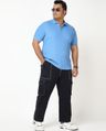 Shop Men's Blue Textured Plus Size Polo T-shirt