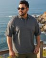Shop Men's Grey Oversized Plus Size Polo T-shirt-Front
