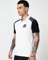 Shop Men's Bright White & Black Color Block Polo T-shirt-Design