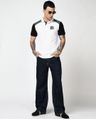 Shop Men's Bright White & Black Color Block Polo T-shirt