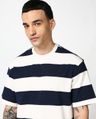 Shop Men's Blue & White Striped Oversized T-shirt