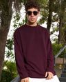 Shop Men's Maroon Textured Oversized T-shirt-Front