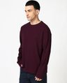 Shop Men's Maroon Textured Oversized T-shirt-Full