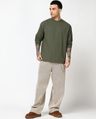 Shop Men's Olive Green Textured Oversized T-shirt