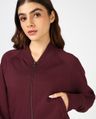 Shop Women's Tawny Port Maroon Crop Zipper Sweatshirt