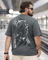 Shop Men's Dark Shadow Grey Rise Again Graphic Printed Oversized Plus Size T-shirt-Front