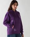 Shop Women's Purple Offline Graphic Printed Oversized Hoodies-Full