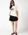 Shop Women's Beige Glassy Graphic Printed Oversized T-shirt