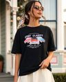 Shop Women's Black Stay Classy Graphic Printed Oversized T-shirt-Front