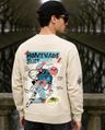 Shop Men's Beige Home Made Graphic Printed Oversized Sweatshirt-Front