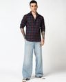 Shop Men's Blue & Maroon Checked Shirts-Full