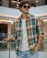 Shop Men's Multicolor Checked Shirts-Front