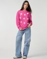 Shop Women's Magenta Floral Printed Oversized Sweatshirt