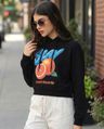 Shop Women's Black Slay  Graphic Printed Oversized Crop Hoodies-Front