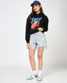 Shop Women's Black Slay  Graphic Printed Oversized Crop Hoodies