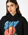 Shop Women's Black Slay  Graphic Printed Oversized Crop Hoodies