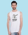 Shop Men's White Absolutely Awesome Bunny Graphic Printed Vest-Front