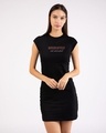 Shop Absolutely Not Interested Cap Sleeve Printed T-Shirt Dress Black-Front