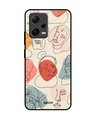 Shop Abstract Faces Premium Glass Case for Redmi Note 12 5G (Shock Proof, Scratch Resistant)-Front