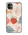 Shop Abstract Faces Printed Premium Glass Cover For iPhone 12 (Impact Resistant, Matte Finish)-Front