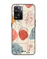 Shop Abstract Faces Printed Premium Glass Case for OPPO A77s (Shock Proof,Scratch Resistant)-Front