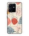 Shop Abstract Faces Printed Premium Glass Case for Vivo Y22 (Shock Proof,Scratch Resistant)-Front