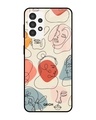 Shop Abstract Faces Printed Premium Glass Cover For  A13(Impact Resistant, Matte Finish)-Front