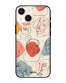 Shop Abstract Faces Printed Premium Glass Cover for Apple iPhone 14 Plus (Shock Proof, Scratch Resistant)-Front