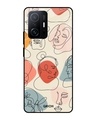 Shop Abstract Faces Printed Premium Glass Cover For Mi 11T Pro 5G (Impact Resistant, Matte Finish)-Front